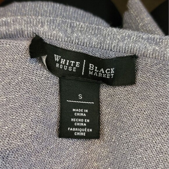 White House Black Market Gray Metallic Shimmer Embellished Cardigan Size Small - Picture 3 of 10